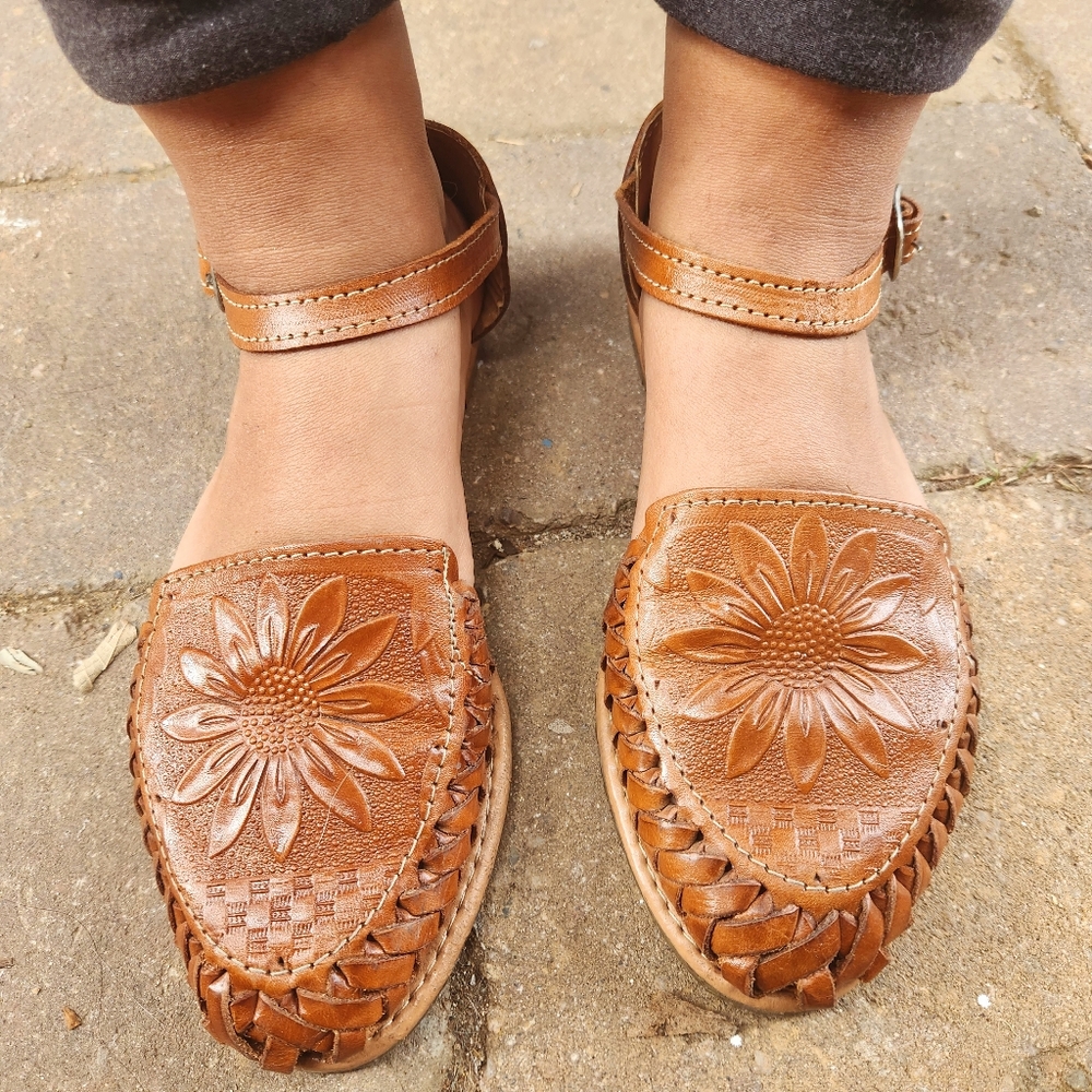 Artisinal Buckle Sandal, 7.5/ 38, Brown Leather